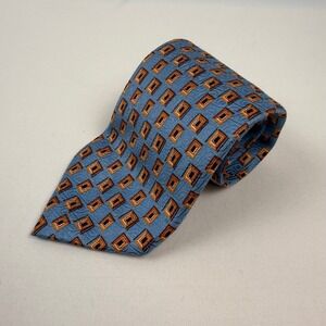 Ermenegildo Zegna Silk Tie Blue Copper Geometric Disegno Esclusivo Made in Italy